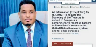 Somaliland Central Bank Welcomes U.S. Congressional Bill as Historic Step Toward Global Financial Integration