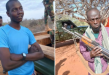 Two members of Al-Shabaab surrender to the Somali National Army.
