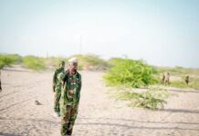 The Commander of the 77th Presidential Guard Brigade arrives in Masagawaa