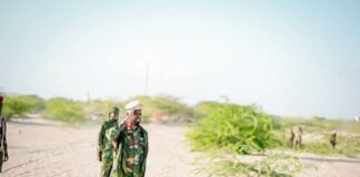 The Commander of the 77th Presidential Guard Brigade arrives in Masagawaa