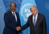 UN Secretary-General and Hassan Sheikh discuss Somalia’s security and AUSSOM support.