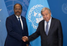 UN Secretary-General and Hassan Sheikh discuss Somalia’s security and AUSSOM support.