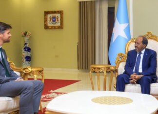 President Hassan Sheikh and the UK Ambassador discuss security, the political situation, and humanitarian preparedness.